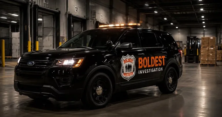 Security professional patrolling a warehouse